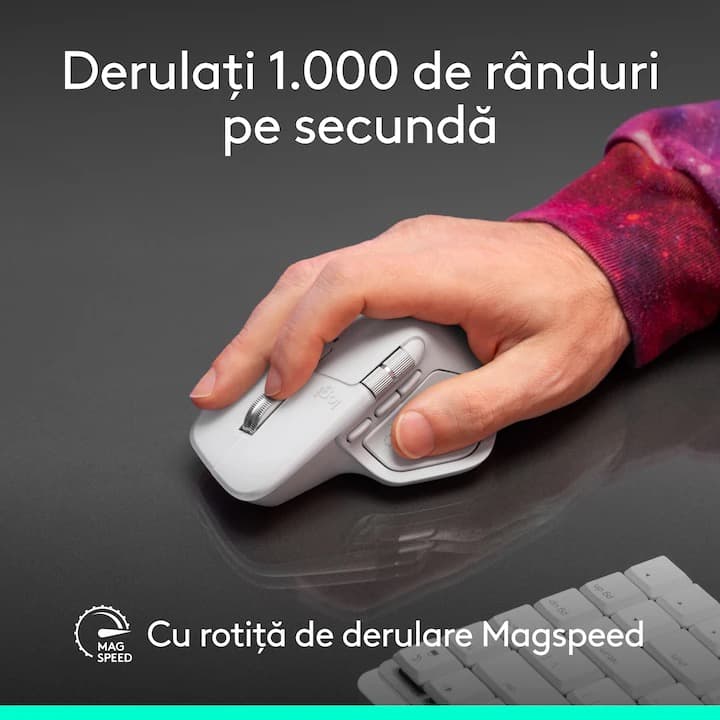 Mouse Wireless Logitech MX Master 4 for MAC, Silent, USB, BT, White Silver — 5