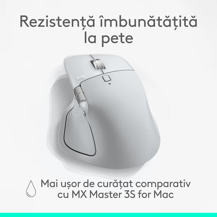 Mouse Wireless Logitech MX Master 4 for MAC, Silent, USB, BT, White Silver — 6
