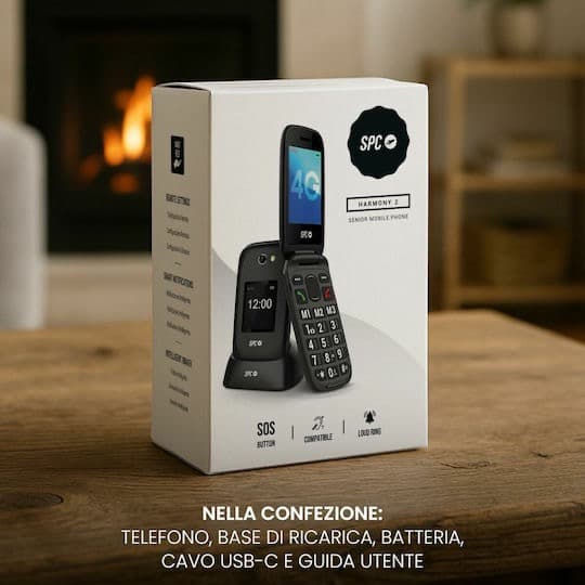 SPC Harmony 4G  - Telefon mobil cu clapa pentru seniori, butoane mari, compatibil cu aparate auditive — 5