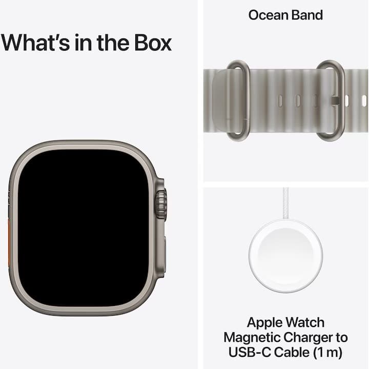 Apple Watch Ultra 4, GPS + Cellular, Carcasa Natural Titanium 49mm, Translucent Grey Ocean Band — 3