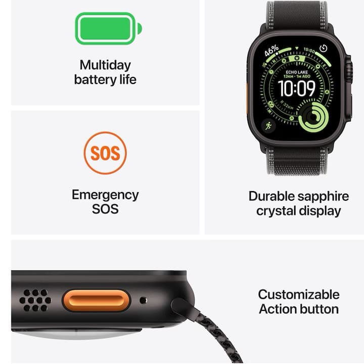 Apple Watch Ultra 3, GPS + Cellular, Carcasa Natural Titanium 49mm, Light Blue Alpine Loop - Medium — 4