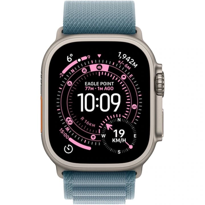 Apple Watch Ultra 3, GPS + Cellular, Carcasa Natural Titanium 49mm, Light Blue Alpine Loop - Medium — 2