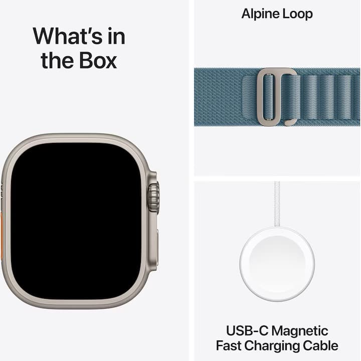 Apple Watch Ultra 3, GPS + Cellular, Carcasa Natural Titanium 49mm, Light Blue Alpine Loop - Medium — 3
