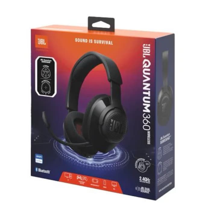 Casti Gaming JBL Quantum 360, Wireless, Negru — 5