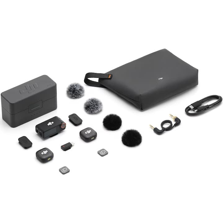  DJI MIC 3, 2x microfon, 1x receptor, 1x statie incarcare, Wireless Microphone, Black — 1