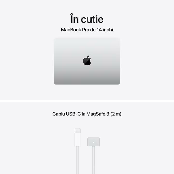 Laptop Apple MacBook Pro 14" cu procesor Apple M5, 10 nuclee CPU, 10 nuclee GPU, 16 nuclee Neural Engine, 32GB RAM, 1TB SSD, Silver, Tastatura Layout Germania — 8