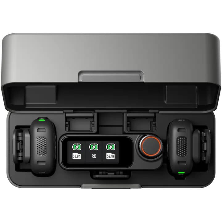  DJI MIC 3, 2x microfon, 1x receptor, 1x statie incarcare, Wireless Microphone, Black — 5