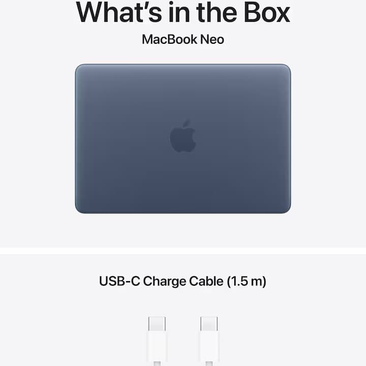 Apple MacBook Neo 13" Retina cu procesor Apple A18 Pro 6 nuclee CPU, 5 nuclee GPU, 16 nuclee NeuralEngine, 8GB RAM, 512GB SSD, Indigo, Tastatura Germania — 3
