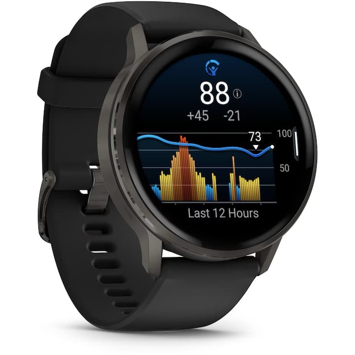 Smartwatch Garmin Venu 4, 45mm, AMOLED, GPS, Wi-Fi, Android/iOS, silicon, Slate/Black — 6