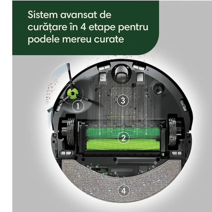 Robot de aspirare cu mop iRobot Roomba Combo 10 Max X085840, statie auto umplere lichid curatare si golire automata, mop extensibil si retractabil, camera frontala — 6