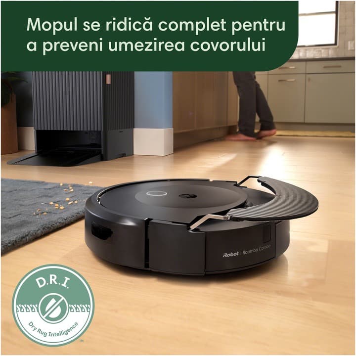 Robot de aspirare cu mop iRobot Roomba Combo 10 Max X085840, statie auto umplere lichid curatare si golire automata, mop extensibil si retractabil, camera frontala — 10
