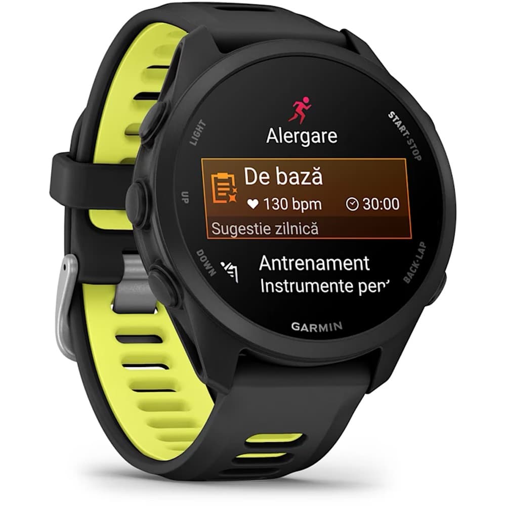 Smartwatch Garmin Forerunner 170, 43 mm, AMOLED, GPS, Android/iOS, Garmin Pay, curea silicon, Black/Amp Yellow — 2