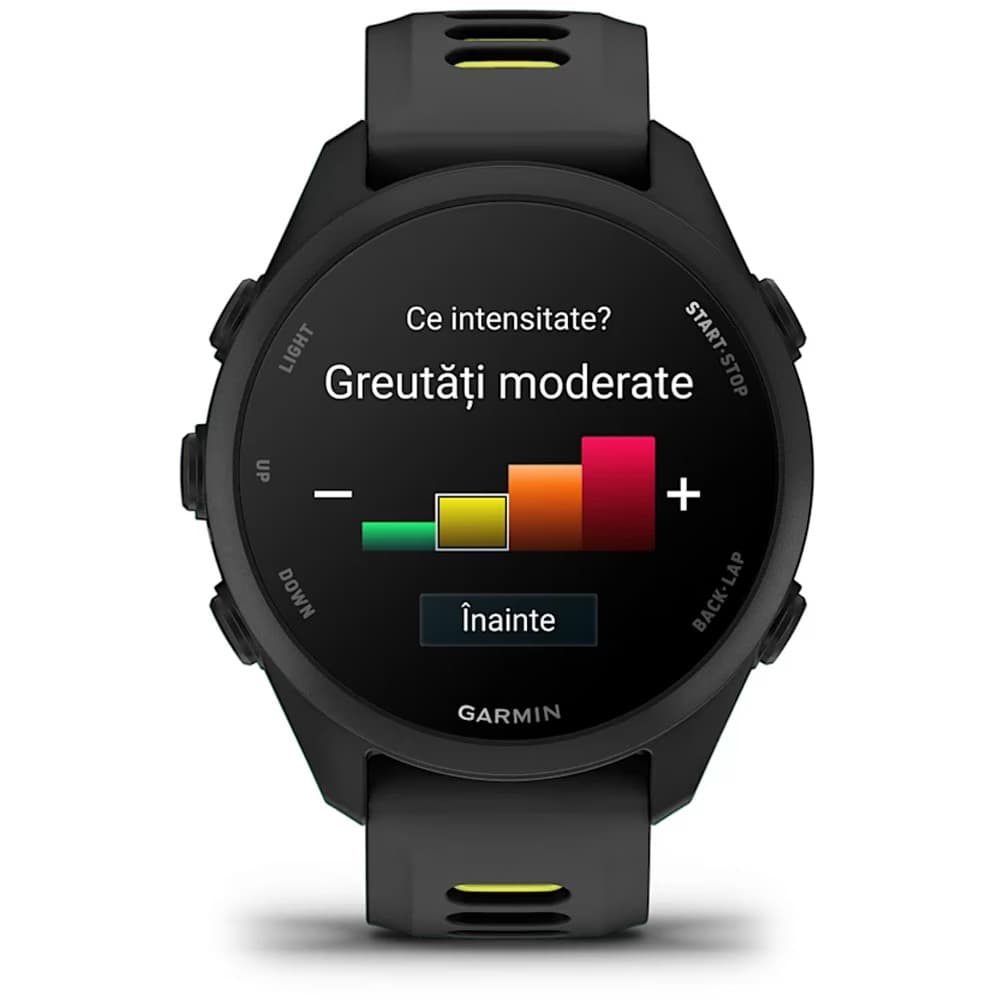 Smartwatch Garmin Forerunner 170, 43 mm, AMOLED, GPS, Android/iOS, Garmin Pay, curea silicon, Black/Amp Yellow — 3
