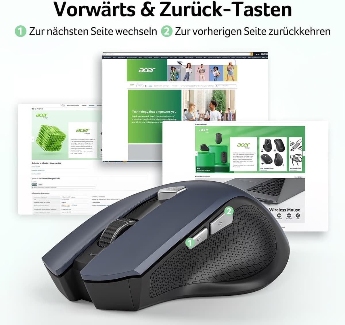 Mouse wireless Acer OMR266, 1600 DPI — 3