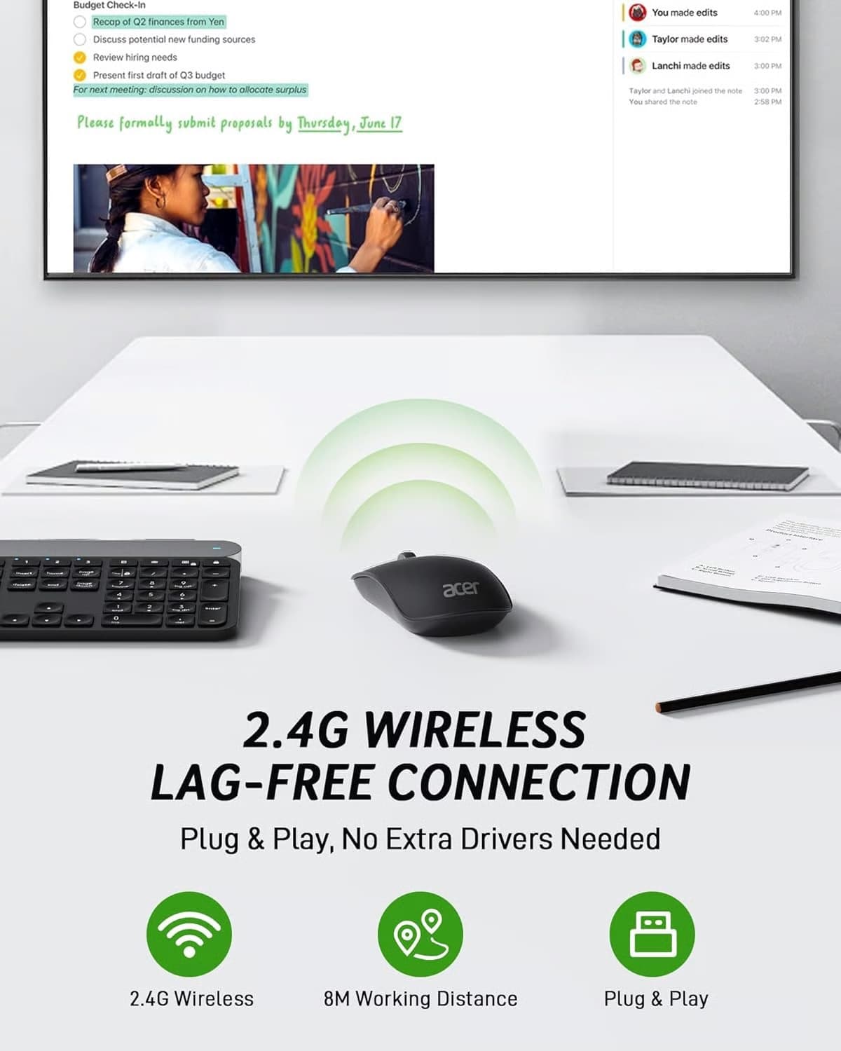 Mouse wireless ultra-subțire Acer OMR242 — 3