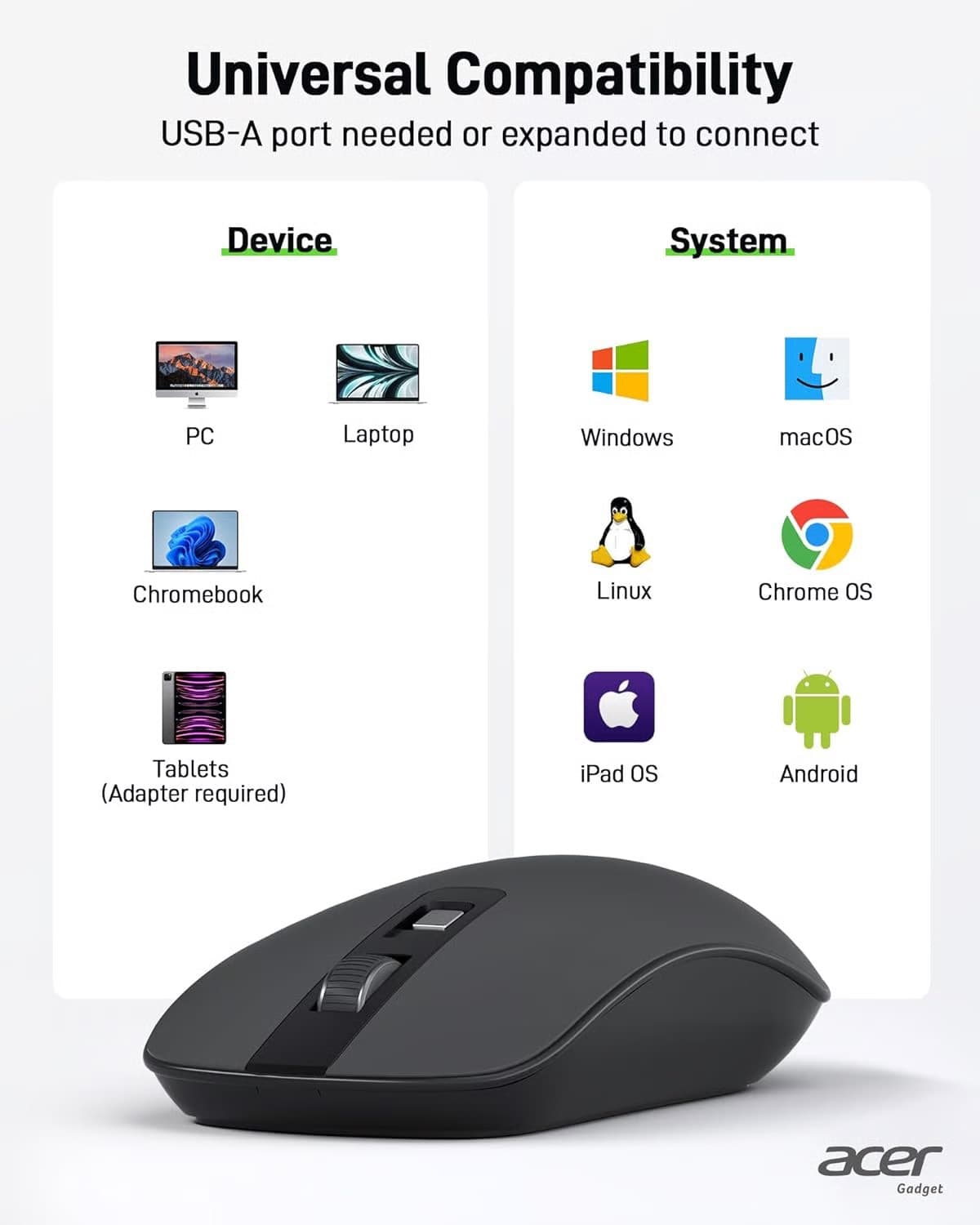 Mouse wireless ultra-subțire Acer OMR242 — 8