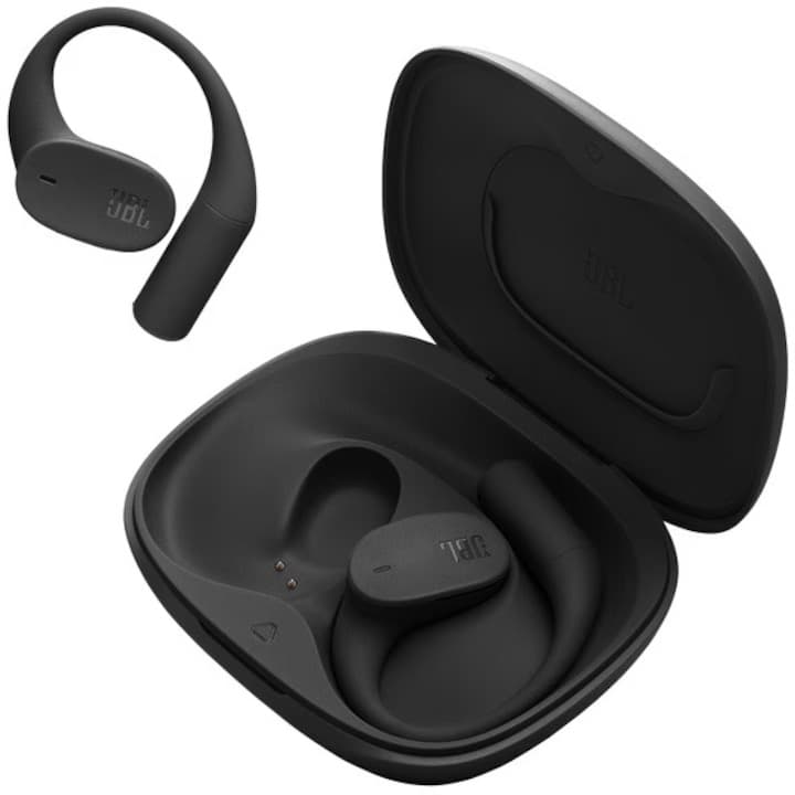 Casti Open-Ear JBL Sense Lite, True Wireless, Bluetooth, 4 microfoane, Multipoint, Autonomie 32 ore, IP54, Negru — 2